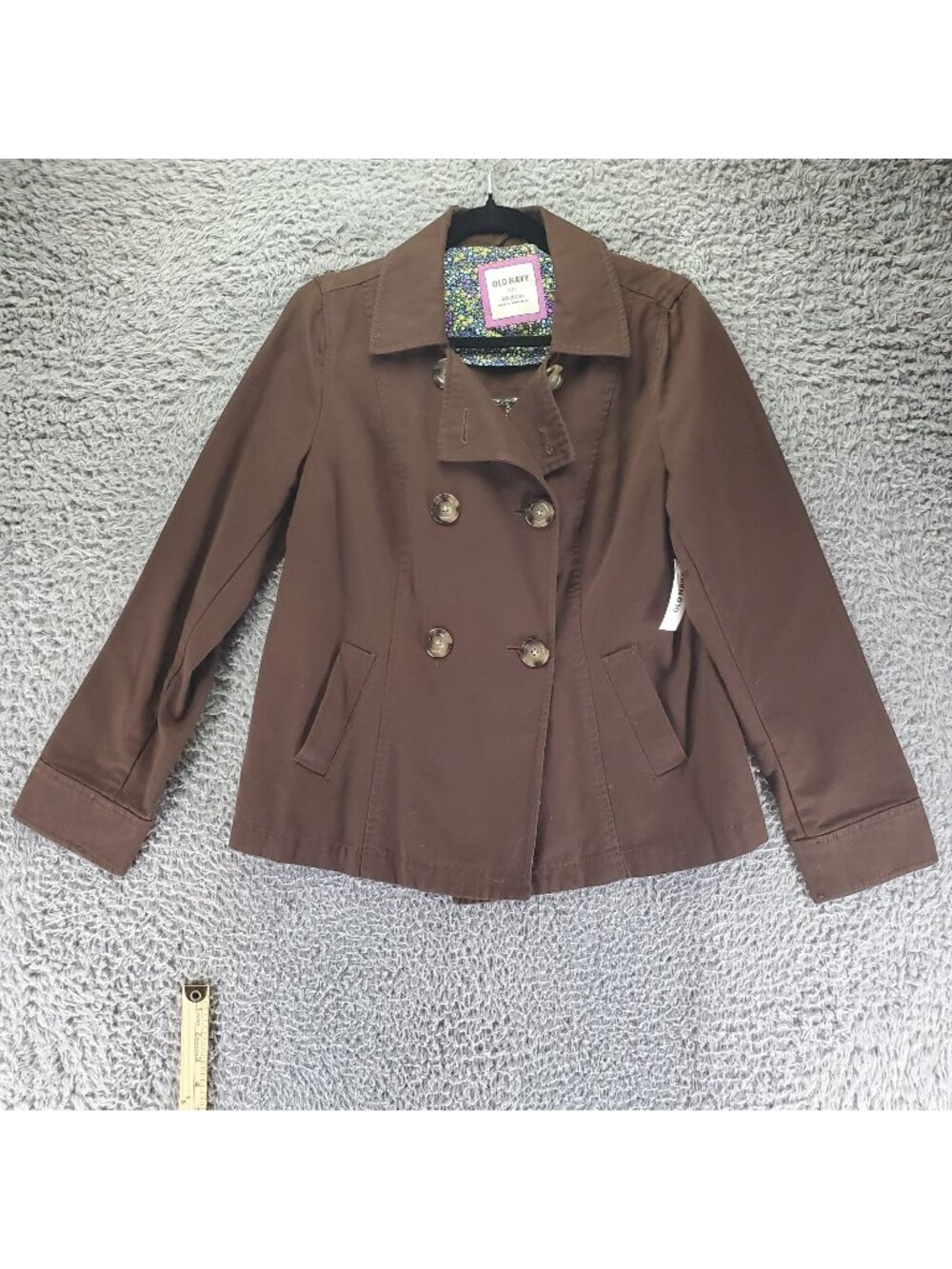 Old Navy Jacket Womens Medium Brown Double Breasted Button Front *NWT*
